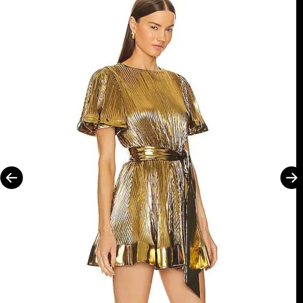 The Milly Lumi Pleated Gold Dress